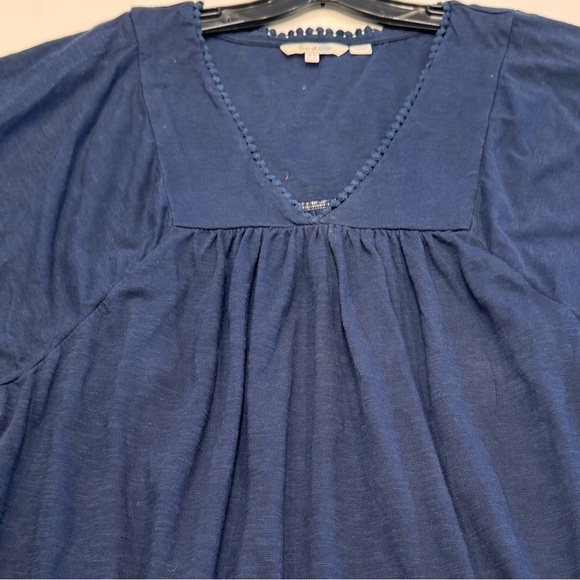 Boden Women’s Navy Blue Peasant Top  Shirt Sleeves Embroidered Trim Sz 10 - Picture 10 of 13